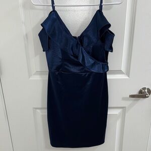 I.N. San Francisco Midnight Blue Ruffle Mini Dress